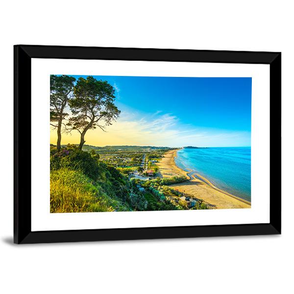 Vieste And Pizzomunno Beach View Canvas Wall Art-3 Horizontal-Gallery Wrap-25" x 16"-Tiaracle