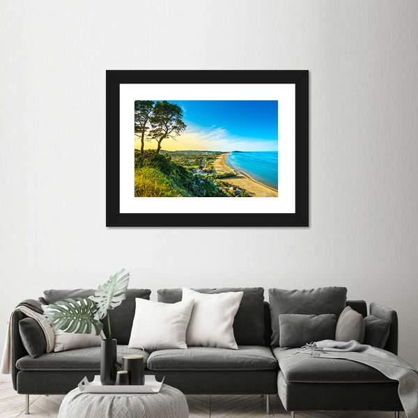 Vieste And Pizzomunno Beach View Canvas Wall Art-3 Horizontal-Gallery Wrap-25" x 16"-Tiaracle