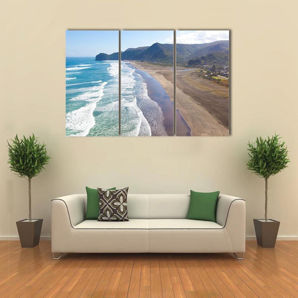 View At Piha Beach Canvas Wall Art-3 Horizontal-Gallery Wrap-37" x 24"-Tiaracle