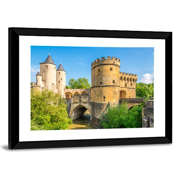 View At The German Gate Bridge In Metz Canvas Wall Art-3 Horizontal-Gallery Wrap-25" x 16"-Tiaracle