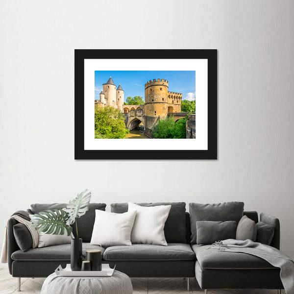 View At The German Gate Bridge In Metz Canvas Wall Art-3 Horizontal-Gallery Wrap-25" x 16"-Tiaracle