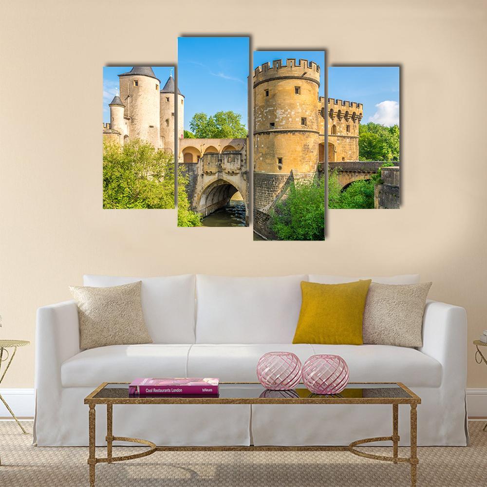 View At The German Gate Bridge In Metz Canvas Wall Art-4 Pop-Gallery Wrap-50" x 32"-Tiaracle