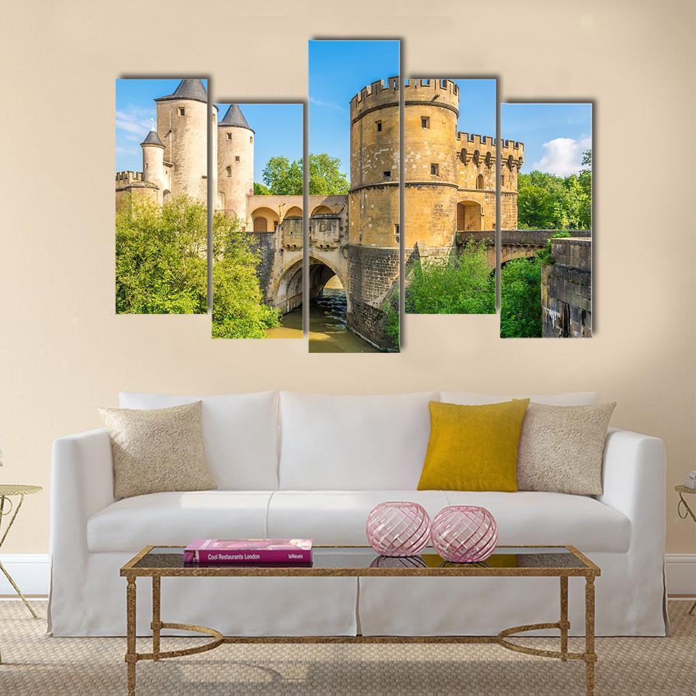 View At The German Gate Bridge In Metz Canvas Wall Art-5 Pop-Gallery Wrap-47" x 32"-Tiaracle