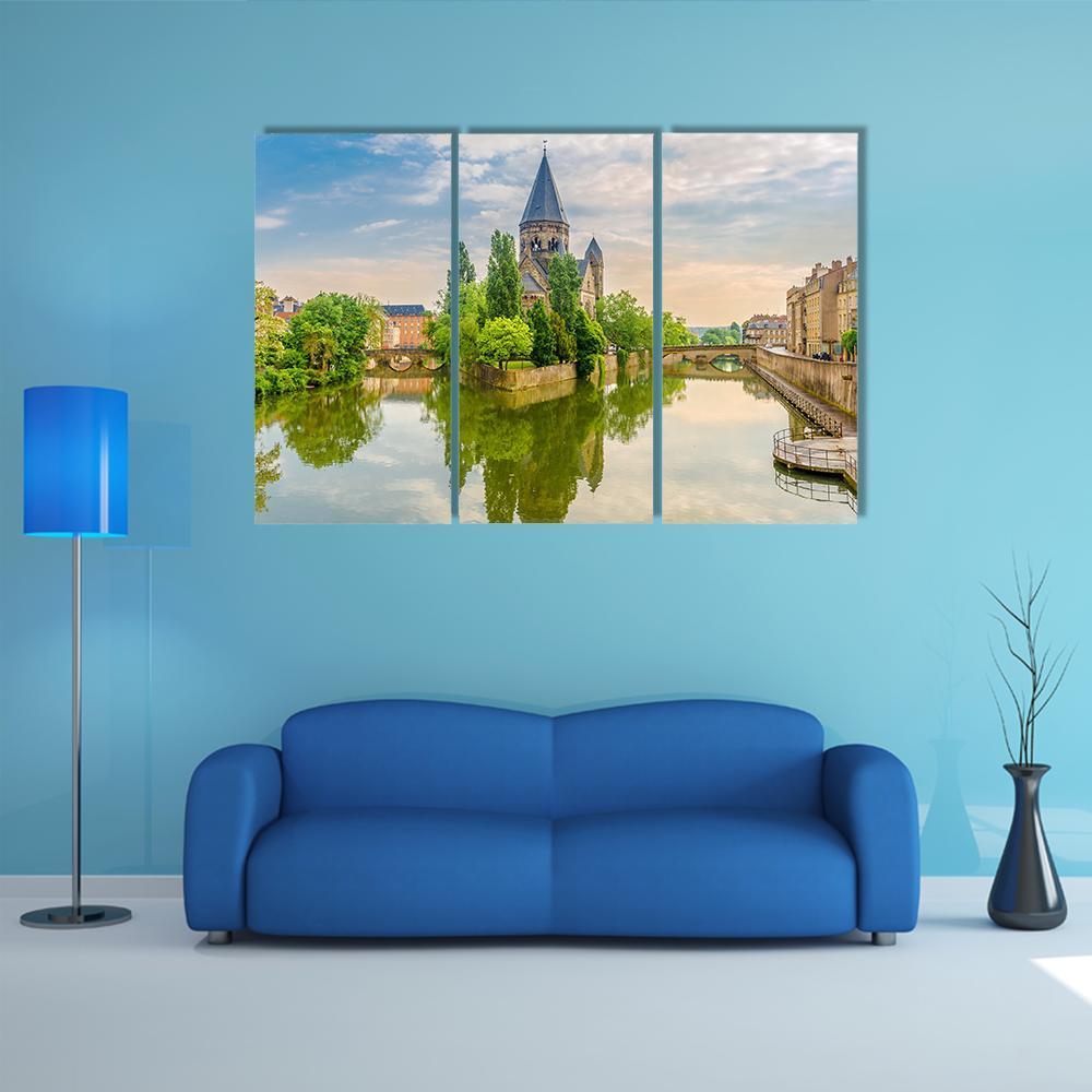 Neuf Temple France Canvas Wall Art-3 Horizontal-Gallery Wrap-37" x 24"-Tiaracle