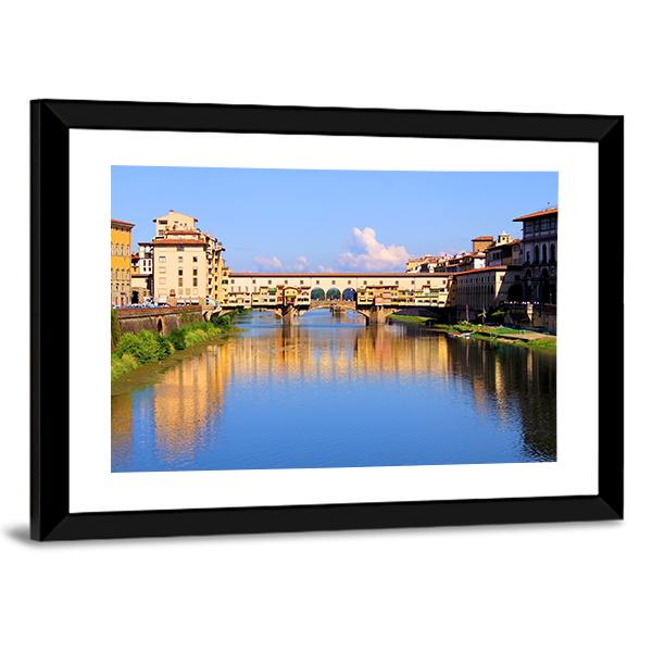 View Down The Arno River Canvas Wall Art-3 Horizontal-Gallery Wrap-25" x 16"-Tiaracle