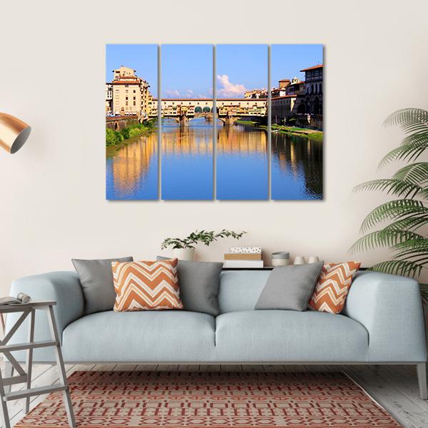 View Down The Arno River Canvas Wall Art-4 Horizontal-Gallery Wrap-34" x 24"-Tiaracle
