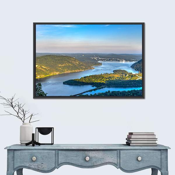 View From Bear Mountain Canvas Wall Art-1 Piece-Floating Frame-24" x 16"-Tiaracle