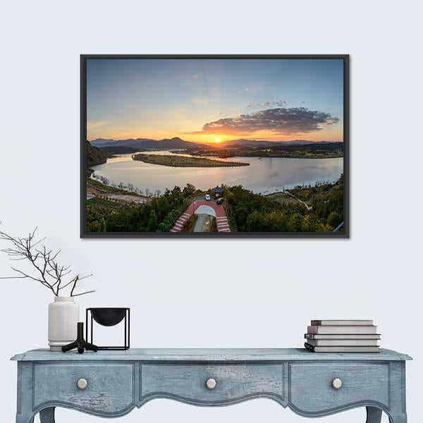 View From Hak Observatory In Korea Canvas Wall Art-1 Piece-Floating Frame-24" x 16"-Tiaracle