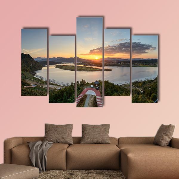 View From Hak Observatory In Korea Canvas Wall Art-5 Pop-Gallery Wrap-47" x 32"-Tiaracle