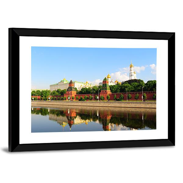 View From Moscow River On Kremlin Canvas Wall Art-5 Horizontal-Gallery Wrap-22" x 12"-Tiaracle