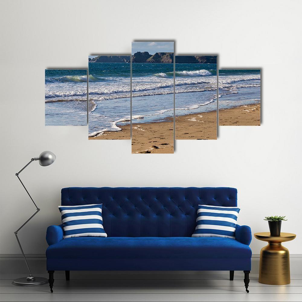 View From Tenby South Beach Canvas Wall Art-5 Star-Gallery Wrap-62" x 32"-Tiaracle