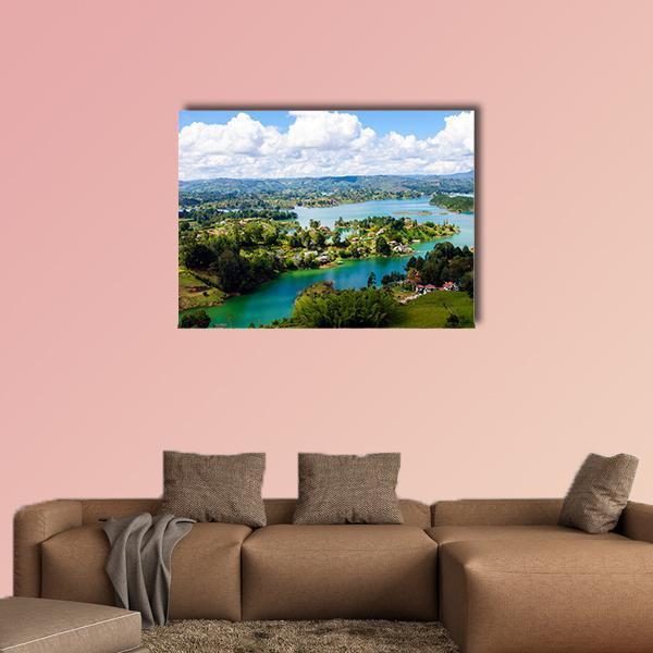 View From The Rock Of Guatape In Colombia Canvas Wall Art-1 Piece-Gallery Wrap-48" x 32"-Tiaracle