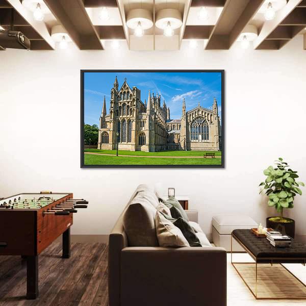 View Of A Cathedral In Ely Canvas Wall Art-3 Horizontal-Gallery Wrap-25" x 16"-Tiaracle