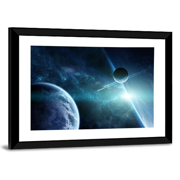 View Of A Distant Planet System From Space Canvas Wall Art-3 Horizontal-Gallery Wrap-25" x 16"-Tiaracle