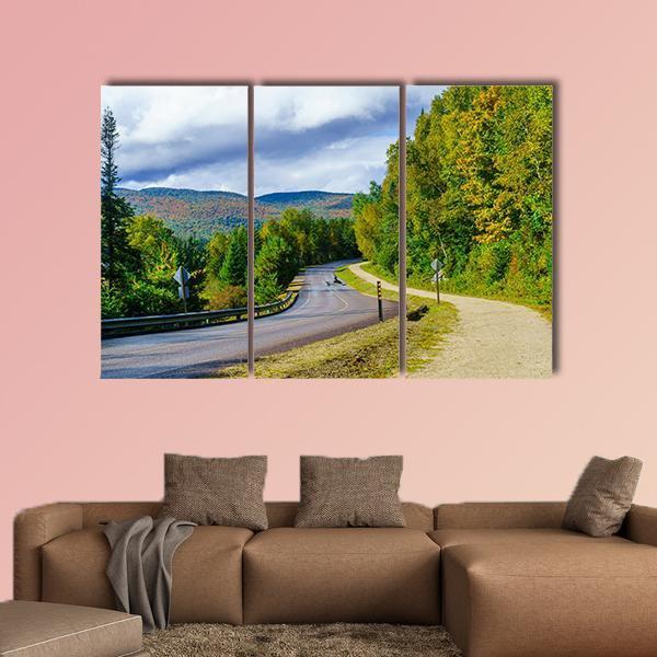 View Of A Footpath And Road In Mont Tremblant Canvas Wall Art-3 Horizontal-Gallery Wrap-37" x 24"-Tiaracle
