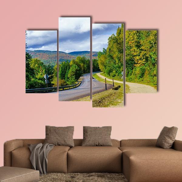 View Of A Footpath And Road In Mont Tremblant Canvas Wall Art-4 Pop-Gallery Wrap-50" x 32"-Tiaracle