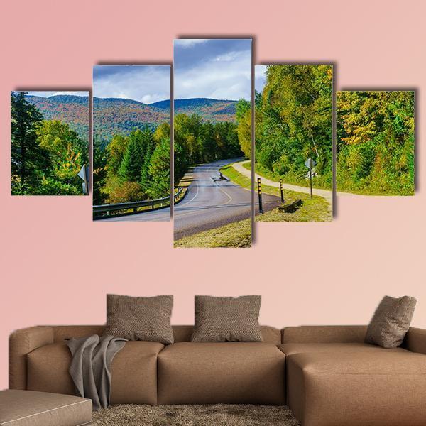 View Of A Footpath And Road In Mont Tremblant Canvas Wall Art-5 Star-Gallery Wrap-62" x 32"-Tiaracle