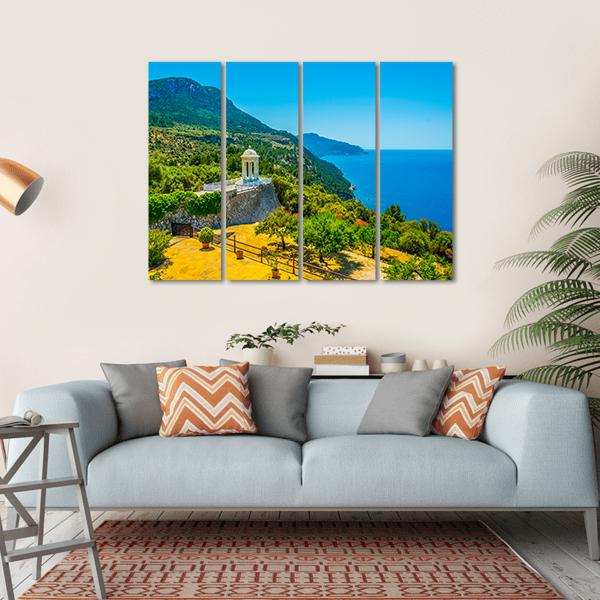 View Of A White Temple Situated At Son Marroig Canvas Wall Art-4 Horizontal-Gallery Wrap-34" x 24"-Tiaracle