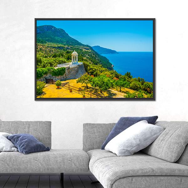 View Of A White Temple Situated At Son Marroig Canvas Wall Art-3 Horizontal-Gallery Wrap-25" x 16"-Tiaracle