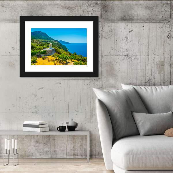 View Of A White Temple Situated At Son Marroig Canvas Wall Art-3 Horizontal-Gallery Wrap-25" x 16"-Tiaracle