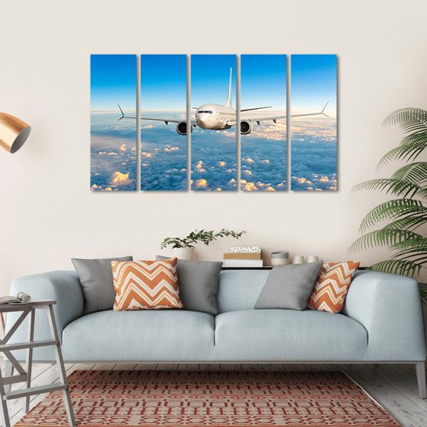View Of Aircraft In Flight Canvas Wall Art-5 Horizontal-Gallery Wrap-22" x 12"-Tiaracle