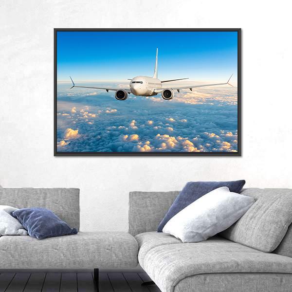 View Of Aircraft In Flight Canvas Wall Art-5 Horizontal-Gallery Wrap-22" x 12"-Tiaracle