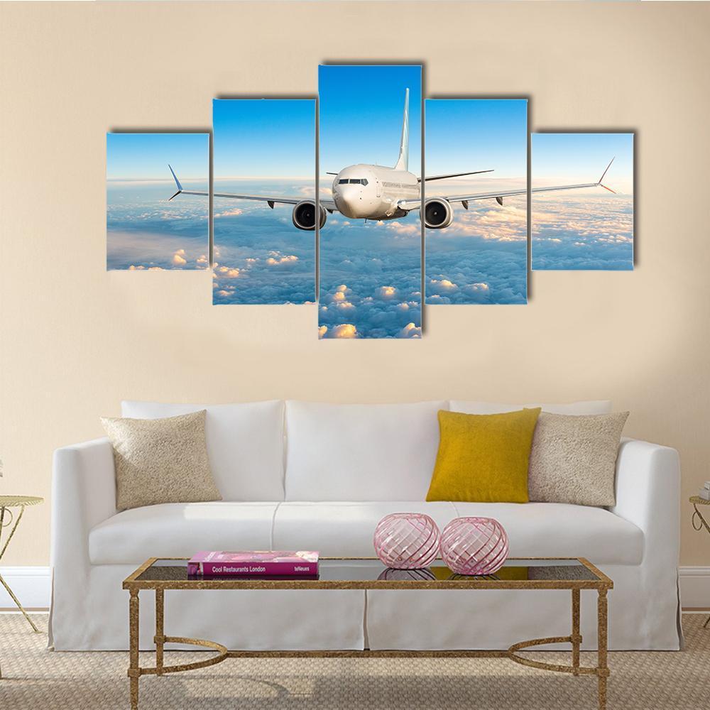 View Of Aircraft In Flight Canvas Wall Art-5 Pop-Gallery Wrap-47" x 32"-Tiaracle
