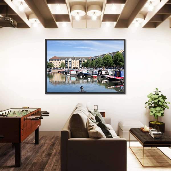 View Of Apsley Marina Canvas Wall Art-3 Horizontal-Gallery Wrap-25" x 16"-Tiaracle