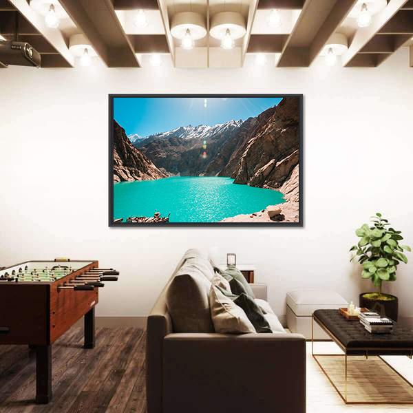 View Of Attabad Lake in Northern Pakistan Canvas Wall Art-5 Horizontal-Gallery Wrap-22" x 12"-Tiaracle