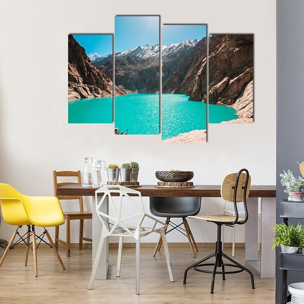 View Of Attabad Lake in Northern Pakistan Canvas Wall Art-4 Pop-Gallery Wrap-50" x 32"-Tiaracle
