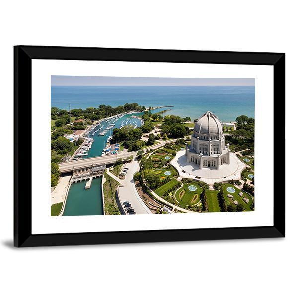 View Of Baha'i Temple Vertical Canvas Wall Art-3 Vertical-Gallery Wrap-12" x 25"-Tiaracle