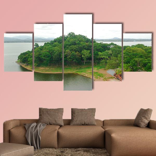 View Of Bang Phra Reservoir In Thailand Canvas Wall Art-5 Star-Gallery Wrap-62" x 32"-Tiaracle