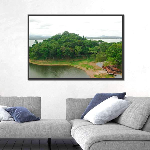 View Of Bang Phra Reservoir Thailand Panoramic Canvas Wall Art-1 Piece-36" x 12"-Tiaracle