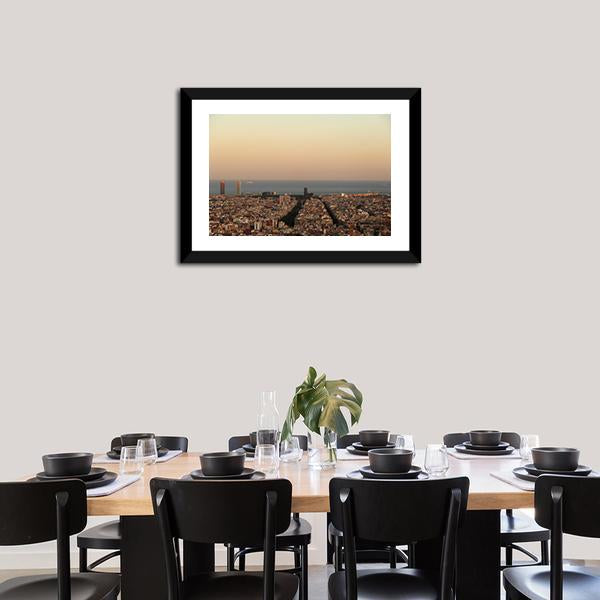 View Of Barcelona Canvas Wall Art-3 Horizontal-Gallery Wrap-25" x 16"-Tiaracle
