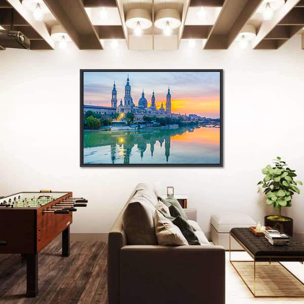 View Of Basilica De Nuestra Senora De Pila Canvas Wall Art-3 Horizontal-Gallery Wrap-25" x 16"-Tiaracle
