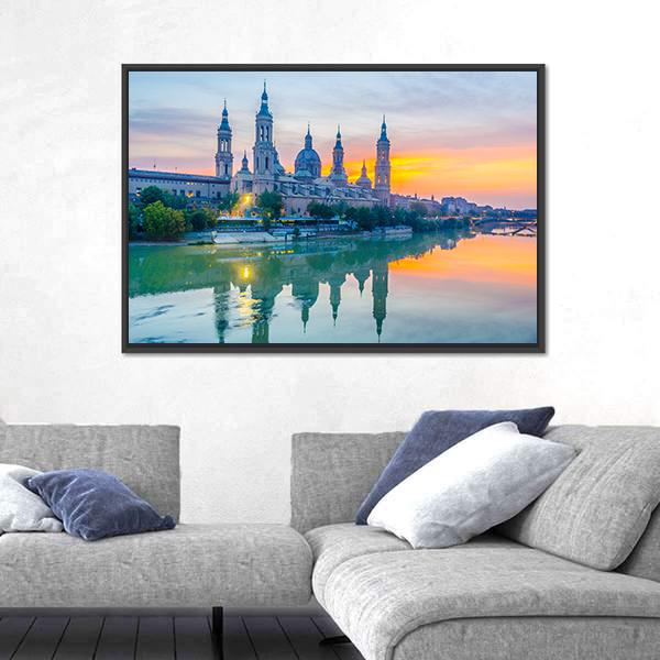 View Of Basilica De Nuestra Senora De Pila Canvas Wall Art-3 Horizontal-Gallery Wrap-25" x 16"-Tiaracle