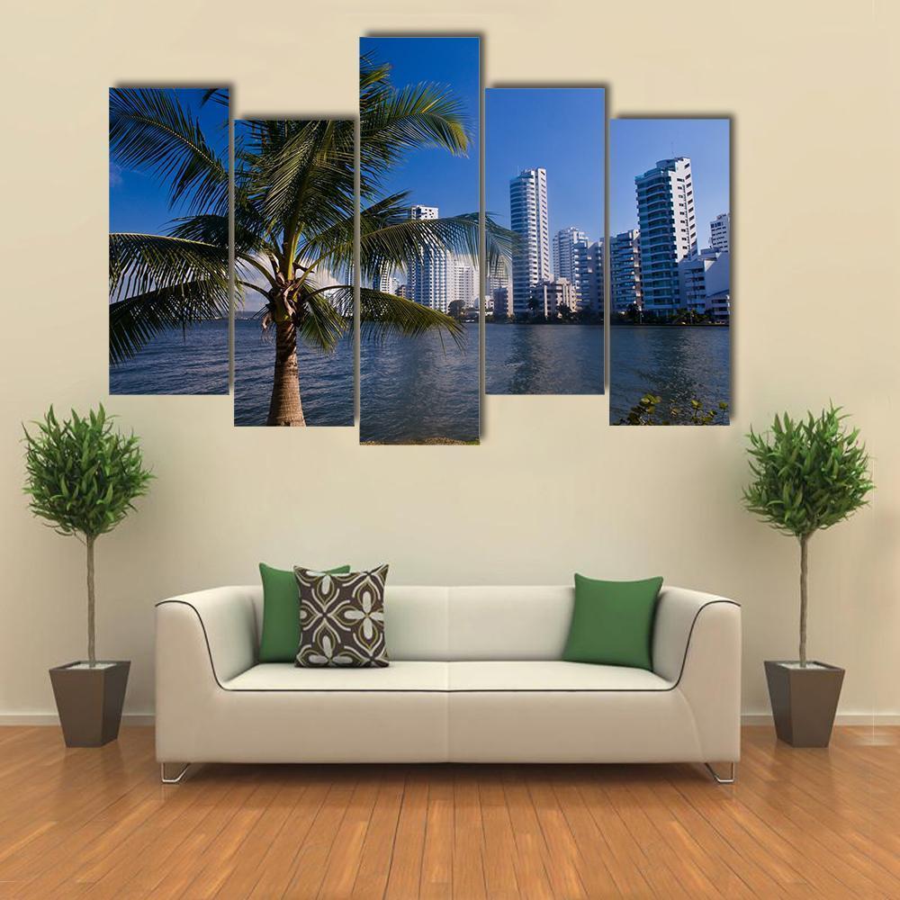 View Of Boca Grande In Cartagena De Indias Canvas Wall Art-5 Pop-Gallery Wrap-47" x 32"-Tiaracle