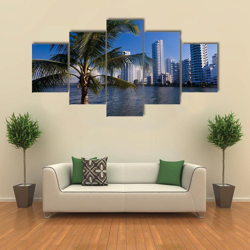 View Of Boca Grande In Cartagena De Indias Canvas Wall Art-5 Star-Gallery Wrap-62" x 32"-Tiaracle