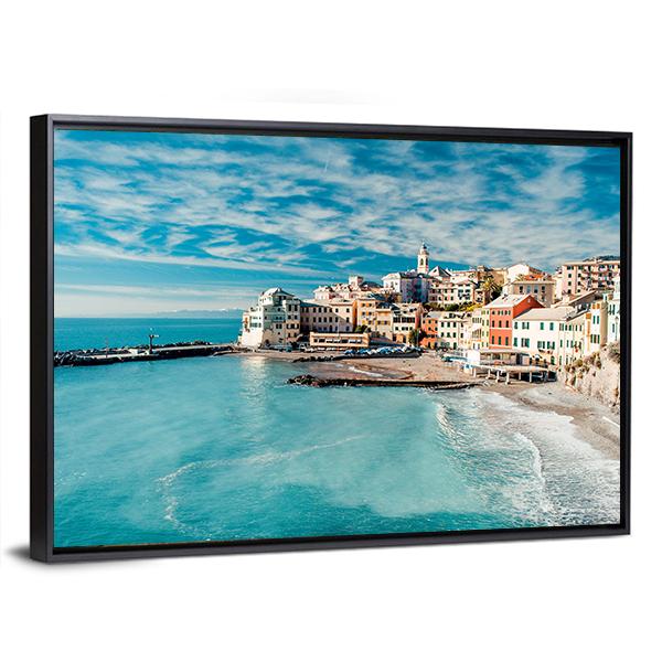 View Of Bogliasco Village In Italy Canvas Wall Art-3 Horizontal-Gallery Wrap-25" x 16"-Tiaracle
