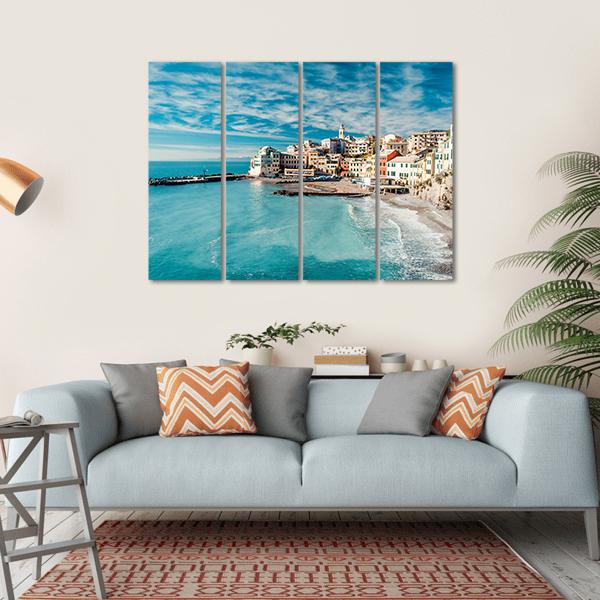 View Of Bogliasco Village In Italy Canvas Wall Art-4 Horizontal-Gallery Wrap-34" x 24"-Tiaracle