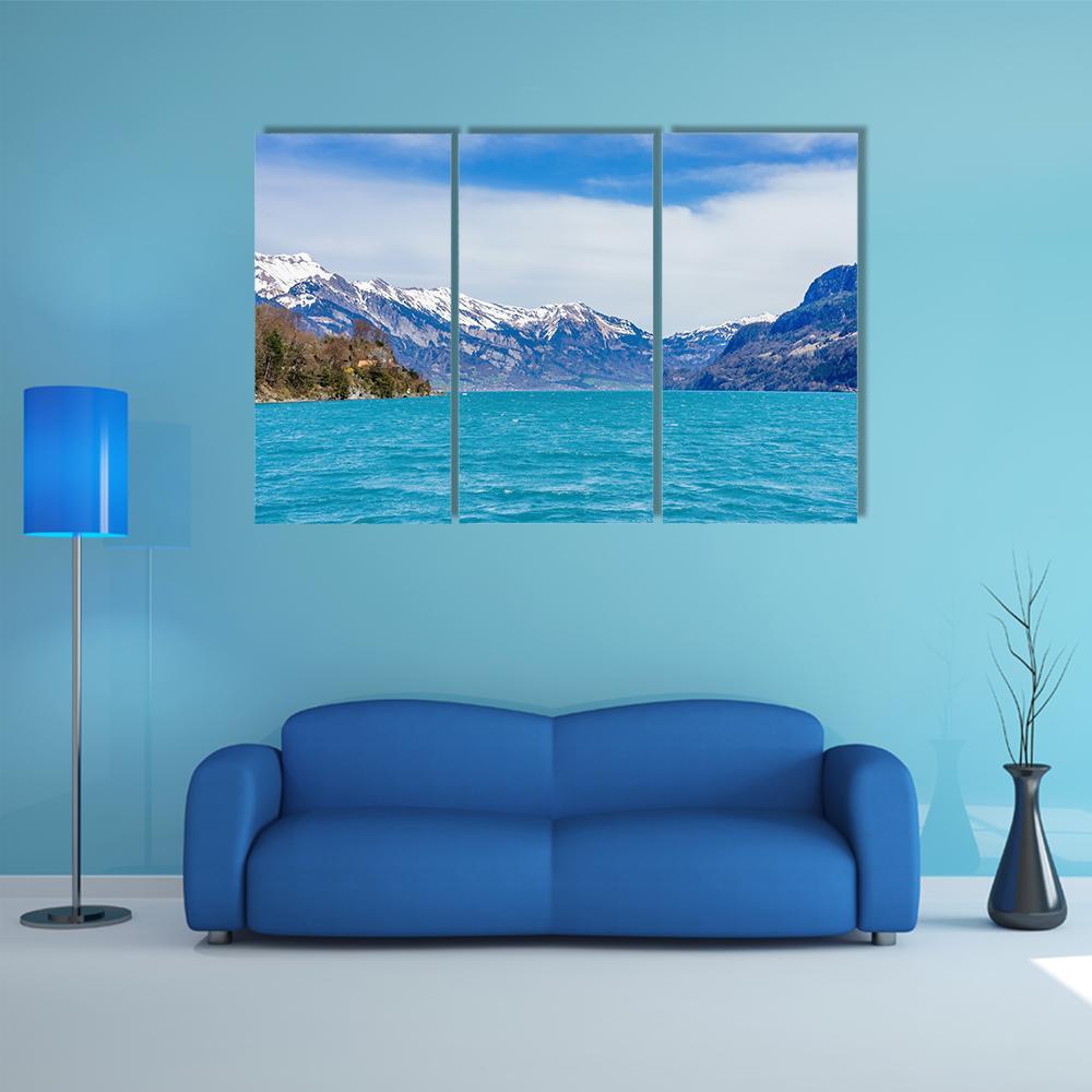 View Of Brienz Village And Lake Canvas Wall Art-3 Horizontal-Gallery Wrap-37" x 24"-Tiaracle