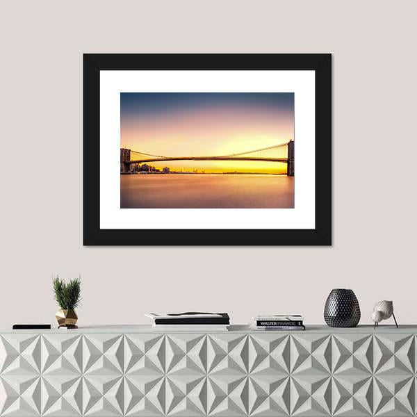 View Of Brooklyn Bridge Canvas Wall Art-1 Piece-Framed Print-20" x 16"-Tiaracle