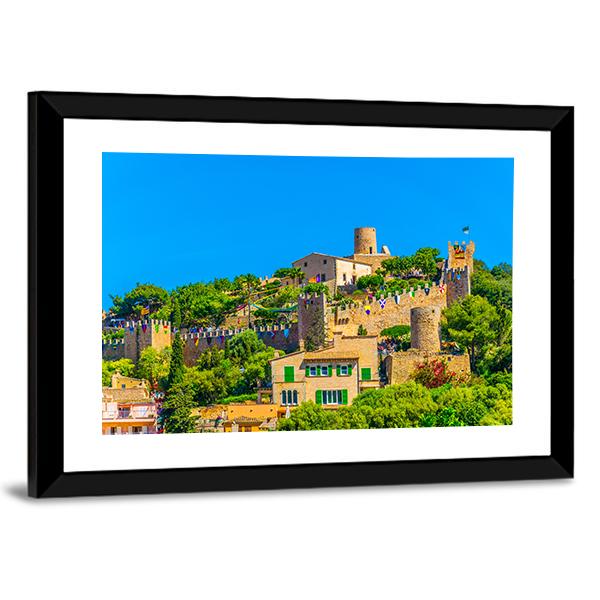 View Of Capdepera Castle With Town Canvas Wall Art-3 Horizontal-Gallery Wrap-25" x 16"-Tiaracle