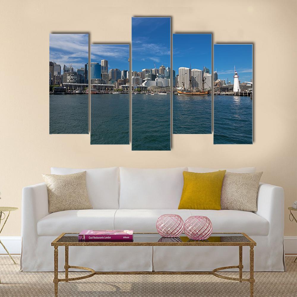 View Of Cape Bowling Green Lighthouse Canvas Wall Art-5 Pop-Gallery Wrap-47" x 32"-Tiaracle