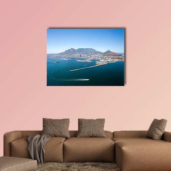 View Of Cape Town And Table Mountain Canvas Wall Art-1 Piece-Gallery Wrap-48" x 32"-Tiaracle