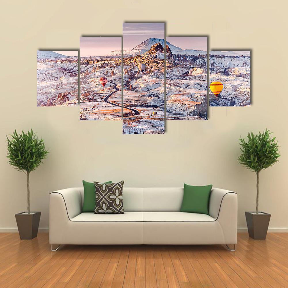 View Of Cappadocia In Turkey Canvas Wall Art-5 Star-Gallery Wrap-62" x 32"-Tiaracle