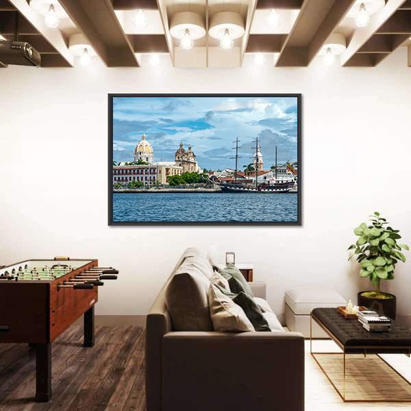 View Of Cartagena de Indiasa In Colombia Canvas Wall Art-3 Horizontal-Gallery Wrap-25" x 16"-Tiaracle