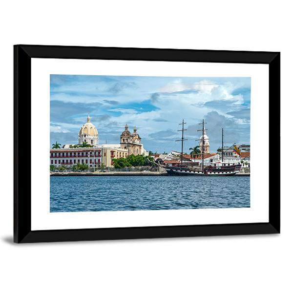 View Of Cartagena de Indiasa In Colombia Canvas Wall Art-3 Horizontal-Gallery Wrap-25" x 16"-Tiaracle