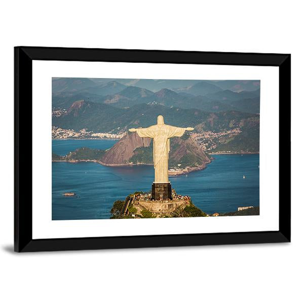 View Of Christ And Botafogo Bay Canvas Wall Art-3 Horizontal-Gallery Wrap-25" x 16"-Tiaracle