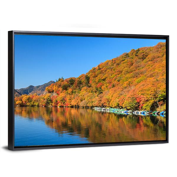 View Of Chuzenji Lake In Autumn Canvas Wall Art-3 Horizontal-Gallery Wrap-25" x 16"-Tiaracle